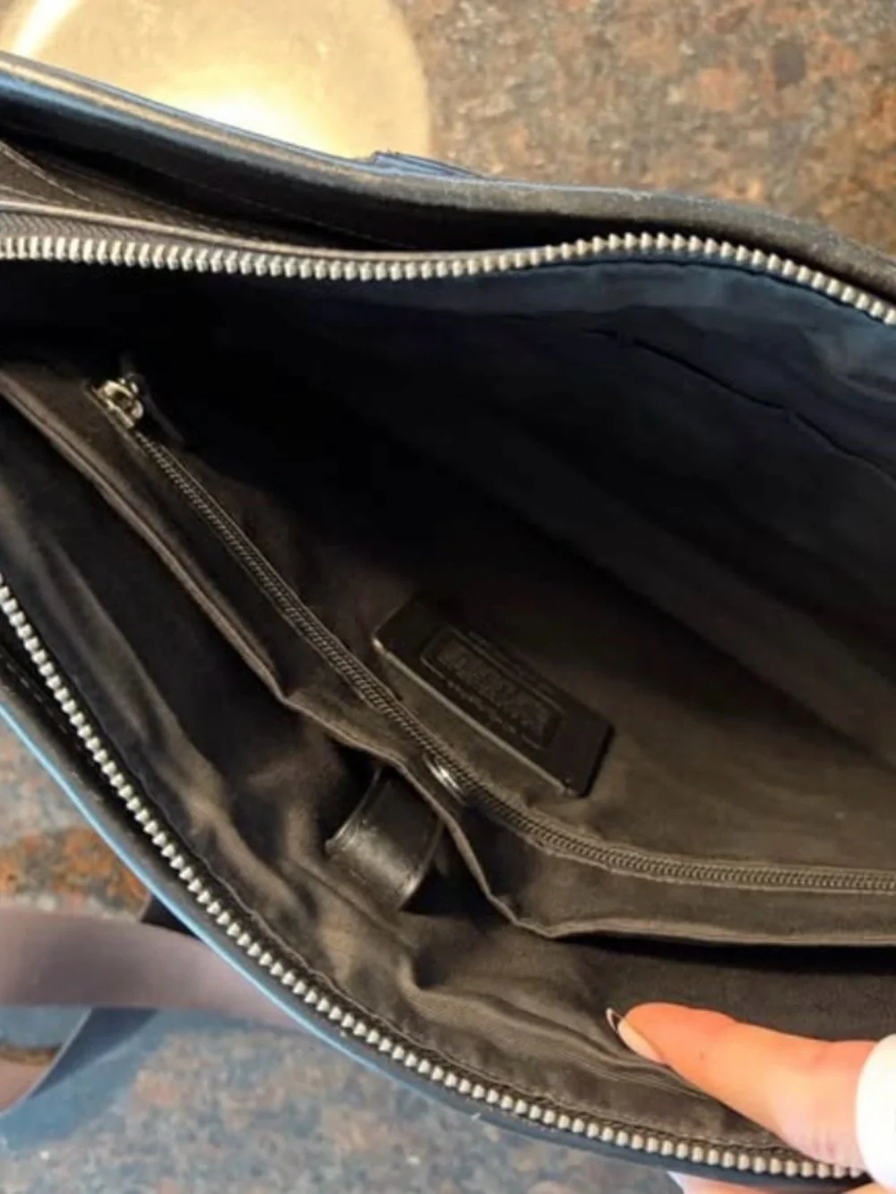 Coach Black Leather Laptop Briefcase with Shoulder Strap